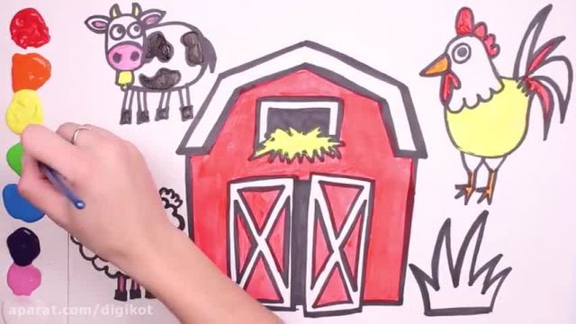 آموزش تصویری نقاشی برای کودکان - نقاشی مزرعه بسیار زیبا و ساده !