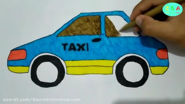 آموزش تصویری نقاشی به زبان ساده برای کودکان - (نقاشی ماشین تاکسی)