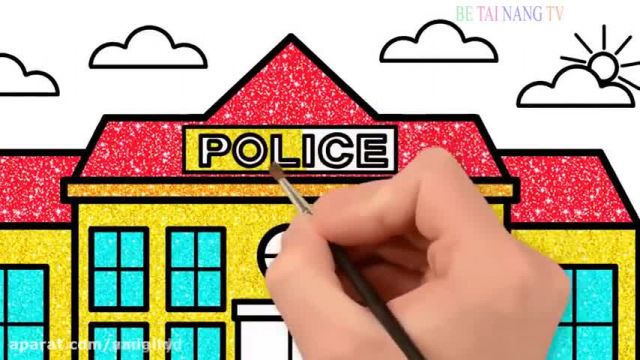آموزش تصویری نقاشی جدید برای کودکان - (نقاشی اداره پلیس)