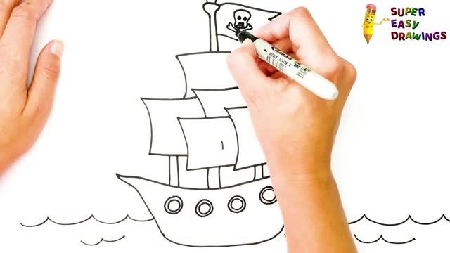  نحوه آموزش طراحی ساده و سریع کشتی دزدان دریایی برای کودکان نوپا