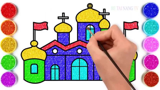 آموزش تصویری نقاشی به زبان ساده برای کودکان - (نقاشی قلعه زیبا)