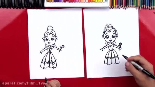 آموزش تصویری نقاشی به زبان ساده برای کودکان - (نقاشی پرنسس بلا)