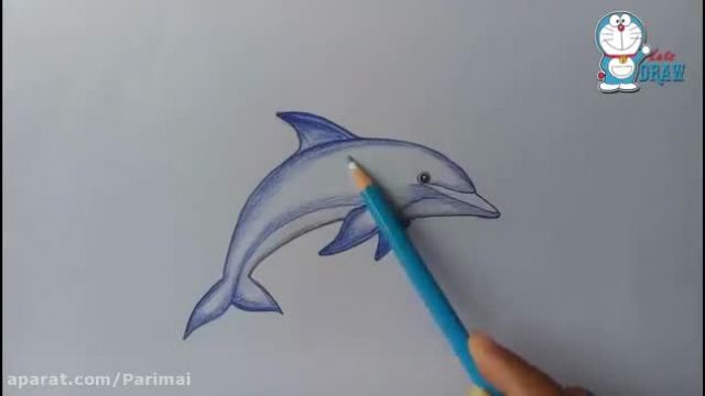 آموزش تصویری نقاشی به زبان ساده برای کودکان - (نقاشی دلفین بامزه)