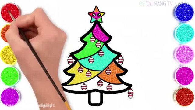آموزش تصویری نقاشی به زبان ساده برای کودکان - (نقاشی درخت کریسمس)
