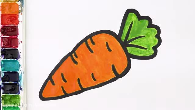 آموزش مرحله به مرحله نقاشی هویج کودکانه بسیار ساده !