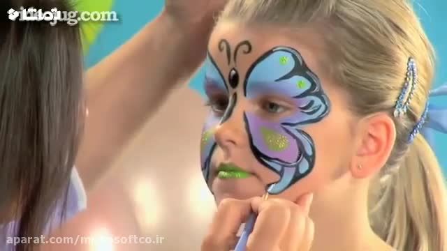 کلیپ جالب نقاشی برروی صورت کودکان - نقاشی پروانه دخترانه 