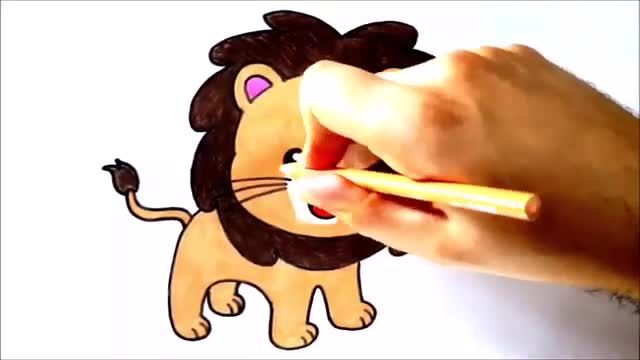 آموزش تصویری نقاشی برای کودکان با زبان ساده - نقاشی شیر کوچولو بسیار زیبا !