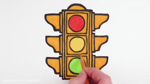آموزش تصویری نقاشی به زبان ساده برای کودکان - (نقاشی چراغ راهنمایی و رانندگی)