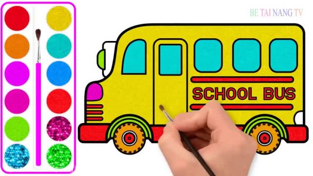 آموزش تصویری نقاشی برای کودکان - (نقاشی اتوبوس مدرسه)