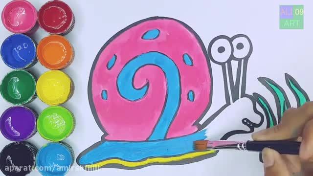 آموزش تصویری نقاشی به زبان ساده برای کودکان - (نقاشی حلزون باب اسفنجی جدید)