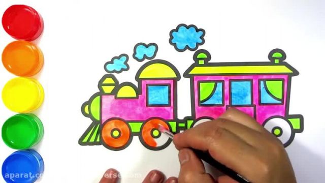 آموزش تصویری نقاشی به زبان ساده برای کودکان - (نقاشی قطار)