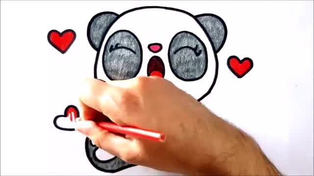 آموزش تصویری نقاشی حیوانات برای کودکان - نقاشی پاندا کوچولو بسیار ساده و زیبا !