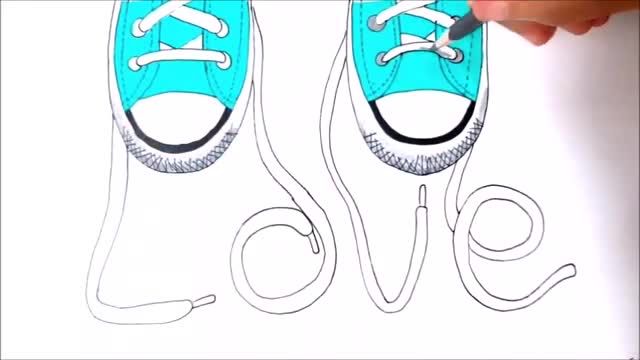 آموزش تصویری نقاشی برای کودکان - نقاشی کفش آل استار بسیار زیبا و ساده !