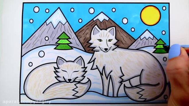 آموزش تصویری نقاشی به زبان ساده برای کودکان - (نقاشی گرگ قطبی)