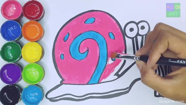 آموزش کشیدن نقاشی حلزون باب اسفنجی به کودکان