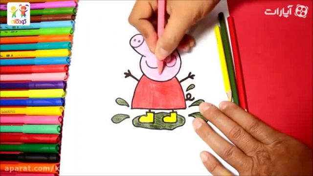 آموزش تصویری نقاشی به زبان ساده برای کودکان - نقاشی شخصیت کارتونی پپا