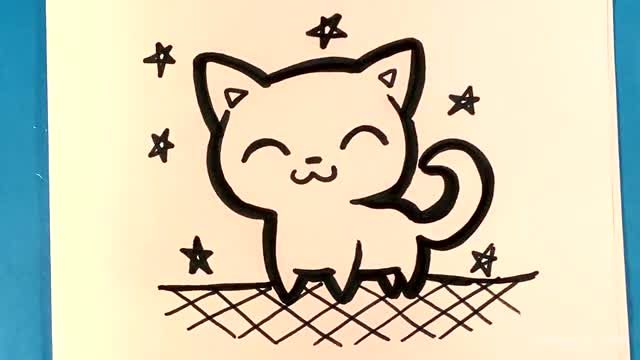آموزش تصویری نقاشی به کودکان - نقاشی بچه گربه بسیار بامزه برای کودکان !