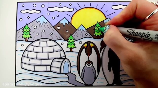 آموزش گام به گام نقاشی برای کودکان - (نقاشی پنگوئن)