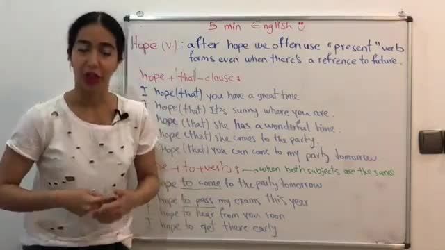 آموزش زبان انگلیسی در 5 دقیقه ! - کاربرد فعل hope 