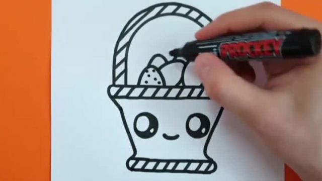 آموزش تصویری نقاشی به زبان ساده برای کودکان - (نقاشی سبد تخم مرغ)