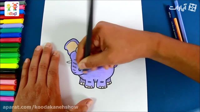 آموزش تصویری نقاشی به زبان ساده برای کودکان - (نقاشی فیل ترسو)