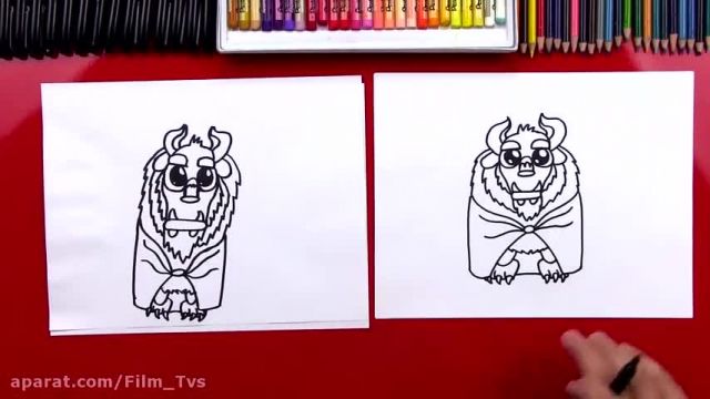 آموزش تصویری نقاشی به زبان ساده برای کودکان - (نقاشی دیو در انیمیشن دیو دلبر)