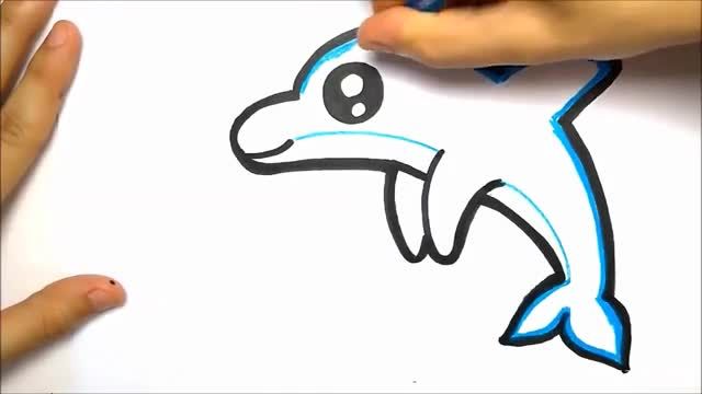 آموزش کشیدن نقاشی دلفین برای  کودکان