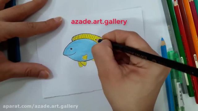 آموزش تصویری نقاشی به زبان ساده برای کودکان - (نقاشی ماهی)
