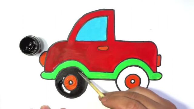 آموزش تصویری نقاشی به زبان ساده برای کودکان - (نقاشی ماشین وانت بار)