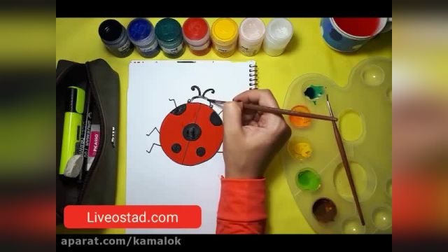 آموزش تصویری نقاشی به زبان ساده برای کودکان - (نقاشی کفشدوزک بسیار بانمک)