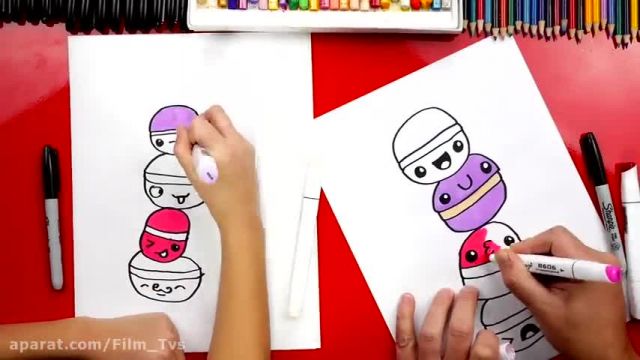 آموزش تصویری نقاشی به زبان ساده برای کودکان - (نقاشی شیرینی ماکارون)