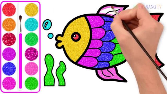 آموزش تصویری نقاشی ساده برای کودکان - (نقاشی ماهی زیبا)