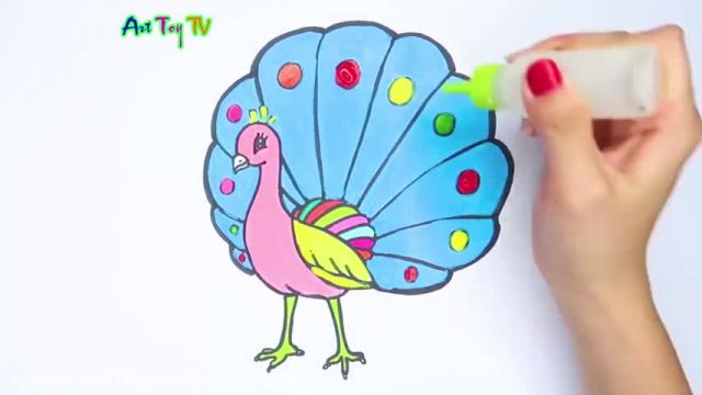 آموزش تصویری نقاشی به زبان ساده برای کودکان - (نقاشی طاووس)