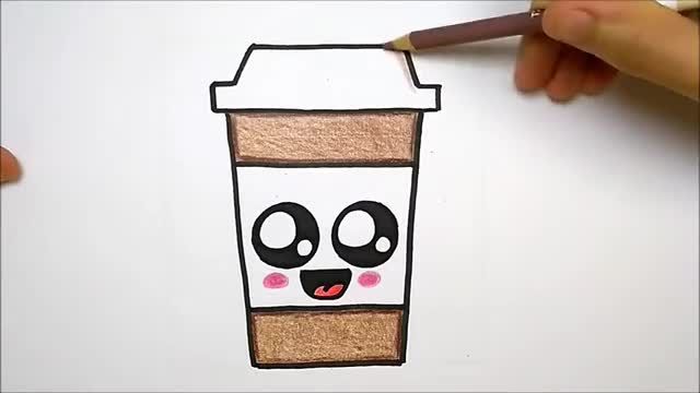 آموزش تصویری نقاشی به کودکان - نقاشی لیوان قهوه بسیار ساده !