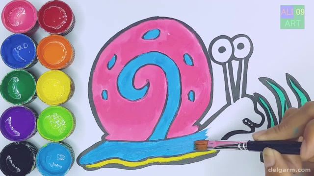 آموزش تصویری نقاشی برای کودکان - نقاشی حلزون باب اسفنجی بسیار زیبا و ساده !