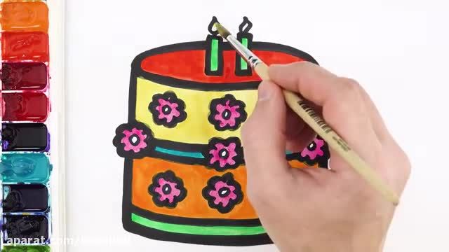 آموزش تصویری نقاشی به زبان ساده برای کودکان - (نقاشی موشک و کیک تولد)
