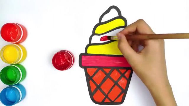 آموزش تصویری نقاشی به زبان ساده برای کودکان - (نقاشی بستنی قیفی)