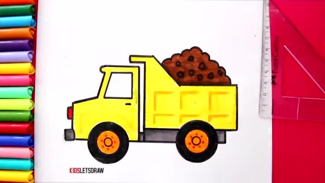 آموزش تصویری نقاشی به زبان ساده برای کودکان - (نقاشی کامیون)