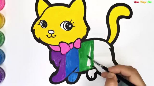 آموزش تصویری نقاشی به زبان ساده برای کودکان - (نقاشی گربه ناز و بانمک)