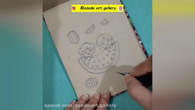 آموزش تصویری نقاشی به زبان ساده برای کودکان - (نقاشی پسرونه شب یلدا)