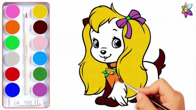 آموزش تصویری نقاشی به زبان ساده برای کودکان - (نقاشی سگ مو بلند و زیبا)