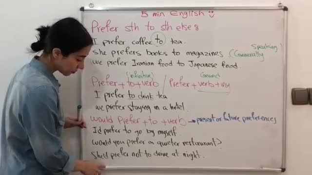 آموزش زبان انگلیسی در 5 دقیقه ! - 4 مدل از استفاده از prefer 