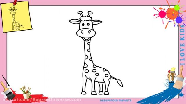 آموزش تصویری نقاشی به زبان ساده برای کودکان - (نقاشی زرافه)