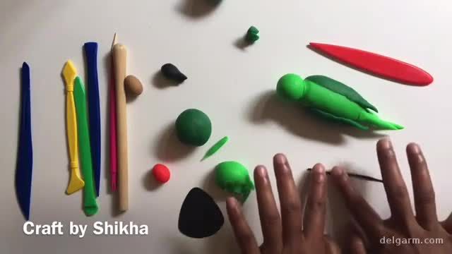 آموزش تصویری ساده ساخت طوطی با خمیربازی برای کودکان !
