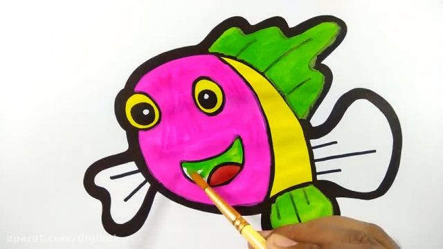 آموزش تصویری نقاشی به زبان ساده برای کودکان - (نقاشی ماهی رنگی و خوشگل)