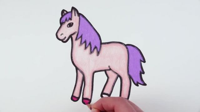 آموزش تصویری نقاشی به زبان ساده برای کودکان - (نقاشی اسب کارتونی پونی)