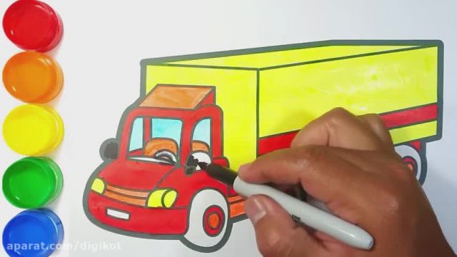 آموزش تصویری نقاشی به زبان ساده برای کودکان - (نقاشی کامیون باری)