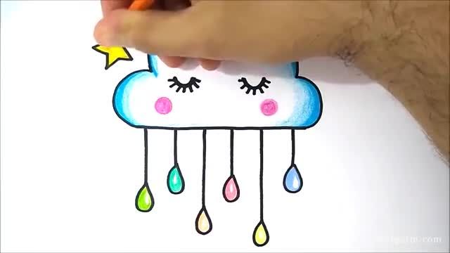 آموزش تصویری نقاشی برای کودکان - نقاشی ابر کارتونی بسیار زیبا و ساده !