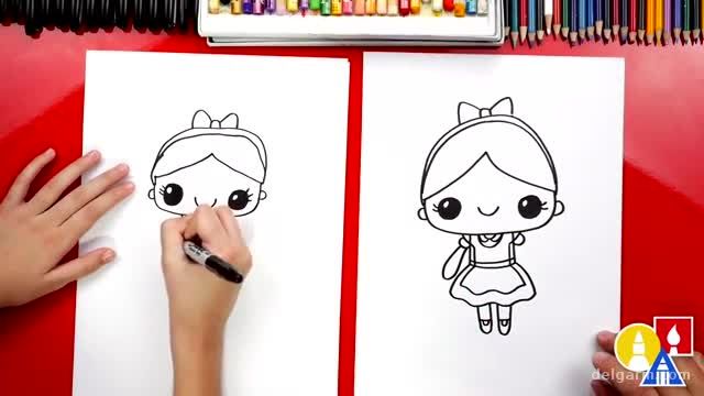 آموزش تصویری نقاشی کشیدن آلیس در سرزمین عجایب برای کودکان !