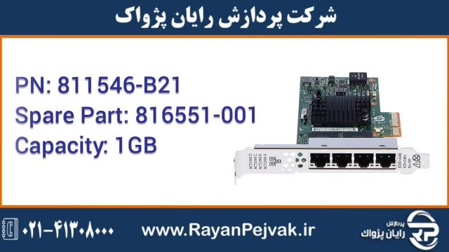 کارت شبکه اچ پی ای HPE 366T 4-Port 1GB Ethernet Adapter  با پارت نامبر 811546-B2